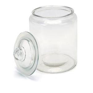 Set of 4 Clear Glass Jars with Lids, Decorative Storage Canisters for Kitchen, Candy, Cookies, Spices and Home Organization