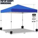 10x10 Pop Up Canopy Tent,Outdoor Canopy with One Push Setup,Easy Up Canopy with 3 Adjustable Height,4 Sandbags, UPF 50+ Event Shelter Tents for Parties,Camping,Market,Patio(Blue)