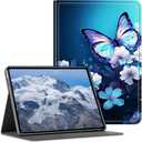 Case for iPad Air 11 (2024)/ iPad Air 6th/5th/4th Gen Case (2025/2024/2022/2020) 10.9 Inch PU Leather Shockproof Stand Protective Cover with Auto Wake/Sleep,Blue Butterfly with Flowers