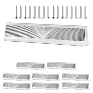 8 Pcs Baseboard Register Vent 24 Inch Duct Opening Size Baseboard Vent Covers Diffuser Adjustable Corner Return Air Grille for Home Floor Wall Air Flow Control (8, White, 24 Inch)
