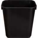 Amazon Basics Small Rectangular Commercial Office Wastebasket, Easy to Clean, 3 Gallon, Black, 2-Pack