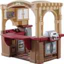 Step2 Grand Walk-In Kitchen & Grill Kids Playset, Indoor/Outdoor Kitchenette, Interactive Play with Lights and Sounds, Durable Plastic, 103 Piece Toy Accessories, Toddlers 2+ Years Old, Brown/Tan