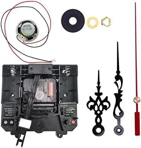 CVZQTE Screw In Type Trigger Movement With Plastic Music Chime Box and Horn Hands Clock Accessory Quartz DIY Kits, F