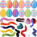 Honoson 12 Set 3D Printed Animals with Dragon Eggs 3D Printed Dragon Eggs Flexible Articulated Mini Animal Figurines Desk Pets for Party Favor Home Decor Easter Basket Stuffers(Snake)