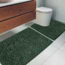 Bathroom Rugs Chenille Bath mat 2 Piece Set, Super Absorbent, Strong PVC Non Slip Backing, Bath mats for Bathroom, Plush Shaggy, Thick, Machine Washable, Bathtub, Toilet.(Bronze Green), 20''x20''U-Shape+20''32''