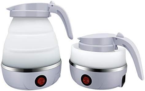 1 Pack Travel Portable Foldable Electric Kettle, 0.6L Small Collapsible Hot Water Boiler For Coffee Tea (White)