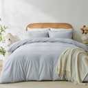 OAITE 100% Washed Cotton Duvet Cover King Size Soft Breathable Durable Bedding with Zipper Closure & 8 Corner Ties- 3 Pieces Plain Simple Duvet Cover Set,2 Pillow Shams,1 Duvet Cover(104"x90")