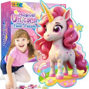 ZIZZ Unicorn Floor Puzzles for Kids Ages 3-5, 4-8 Years Old - Giant 48 Pieces Jigsaw Puzzles for Kids Ages 4-6 - Unicorn Toys for Girls - Puzzles for Toddlers - Girl Gifts for Birthday Christmas
