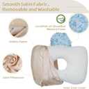 Piercing Pillow - Ear Piercing Pillow With Foam Plug, Adjust Shredded Memory Foam Picrcing Pillow For Side Sleepers, Donut Piliow For Ear With 4.5x4.5''Hole, Ergonomic Curved Design, Satin Champagne