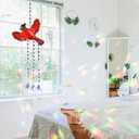 Red Cardinaluncatcher-Cardinal Gifts for Women, Window Hanging Ornament with Rainbow Prism, Memorial Gift for Women, Handmade Bird Decor for Home Garden, Christmas Valentine Gift for mom(Red B)