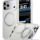 Zuoderri for iPhone 17 Pro Case with Stand White, Fits MagSafe Ring, Military-Grade Drop Protection, Build in Kickstand, Slim Matte Finish Shockproof Phone Cover 6.3"