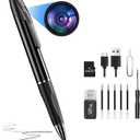 64G 1080P HD Portable Body Camera for Home Security, Rechargeable Pen Camera with Take Photos, Loop Recording, Long Battery, Small Nanny Cam Ideal for Outdoor, Indoor, Meeting, Lecture, Easy to Use - Black