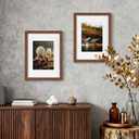 Yaetm 9x12 Picture Frame with Mat for 6x8 Set of 2, Walnut Brown, Solid Wood Photo Frames 9 x 12 with Tempered Glass, Display Horizontal and Vertical for Wall Mounting (2 pack, Walnut)