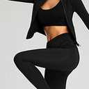 Lviefent Womens Lightweight Full Zip Running Track Jacket Workout Slim Fit Yoga Sportwear with Thumb Holes (Black, L)