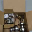 3 Set All Keyed Same Entry Door Knobs and Single Cylinder Deadbolt Combo Set for Entrance and Front Door, Keyed Alike Exterior Door Lock Set with Keys, Satin Nickel Deadbolt Lock and Door Knob Set