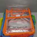 Teling 24 Pack Thick Clear Book Pouches with Blank Name Tags and Handles Book Baggies Bags Bins Organizer for School Classroom Library Pockets Students (10 x 12 Inch,Stylish Color)