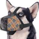 2 x Dog Muzzle - Anti Chew Adjustable, Mesh Muzzle for Small, Medium and Large Dogs, Can Breathe and Drink Water for Grooming, Training, Vet Visits Allows (Yellow Grid, X-Large)