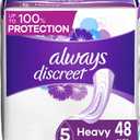 Always Discreet Incontinence Pads for Women and Postpartum Pads, Heavy, 48 CT, up to 100% Bladder Leak Protection