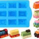 XMOX Large 9.6 Inch 3D Choo Choo Train Chocolate Mold Car Silicone Mold Candle Wax Soap Epoxy Resin Clay Mould Cake Molds DIY Handmade Hand Crafts