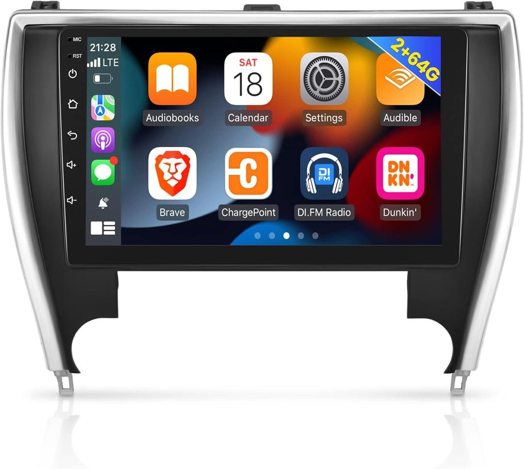 [2+64GB] Android 13 Car Stereo for Toyota Camry 2015 2016 2017, 10.1 inch Touch Screen Radio, Carplay&Android Auto/1080P/Hi-Fi Audio/Bluetooth/GPS/WiFi +MIC