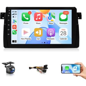 Car Stereo for BMW 3 Series 325i 330i 318i 328i E46 1998-2006 M3 Radio with Wireless CarPlay/Android Auto,9" IPS Touchscreen Radio with 5G WiFi GPS BT FM RDS DSP EQ Backup Camera,2+32GB