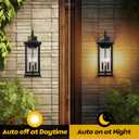 2-Pack Dusk to Dawn Outdoor Lighting 23 Inch Extra Large, 3-Light Modern Black Outdoor Wall Lights Exterior Lighting Fixtures, IP65 Waterproof Outdoor Lanterns Photocell Sensor, E12