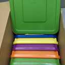 Potchen 6 Pack Cute Plastic Storage Bins with Lids Decorative Stackable Storage Boxes 9.8" 7.3" 5.7" Small Storing Totes for Organizing Craft Office Supplies (Colorful)
