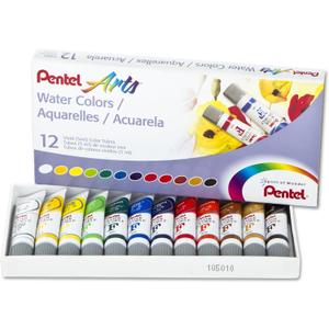 Pentel Arts Water Colors, Assorted, 5ml Tubes, 12 Color Set (WFRS-12)