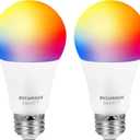 SYLVANIA Bluetooth Mesh LED Smart Light Bulb, One Touch Set Up, A19 60W Equivalent, E26, RGBW Full Color & Adjustable White, Works with Alexa Only - 2 Count (Pack of 1) (75760)