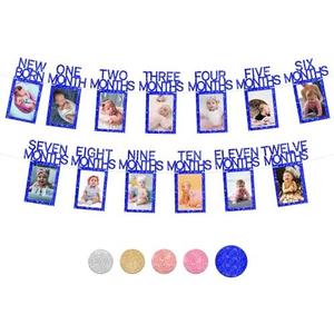 KatchOn, Glitter 1st Birthday Photo Banner - 2 Strings, 10 Feet | Pre Strung 1-12 Month Photo Banner for First Birthday Decorations Girl | Blue 12 Months Picture Banner for Happy Birthday Decorations KatchOn, Glitter 1st Birthday Photo Banner - 2 Strings, 10 Feet | Pre Strung 1-12 Month Photo Banner for First Birthday Decorations Girl | Blue 12 Months Picture Banner for Happy Birthday Decorations