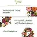 Nearly Natural 24in Artificial Peony Wreath Multicolor Faux Floral Spring Wreath for Front Door, Indoor Wall Decor, and Dining Table Centerpiece