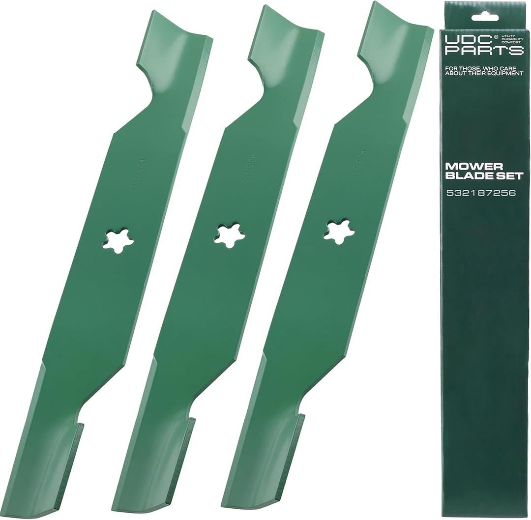 UDC Parts 532187256 Mower Blades Replacement for Z254 Husqvarna 54 inch RZ5426 YTH26V54 LGT2654 MZ54S RZ5424 YTH2454 187256 532 18 72-56 Craftsman Poulan / 3 Pack High Lift