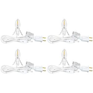 4 Sets C7 Accessory Cord with One LED Light Bulb, 6 Feet White Cord UL Listed C7 LED Christmas Village Lights with On/Off Switch Plugs for Christmas Craft House Village Salt Lamp Holiday Decorations