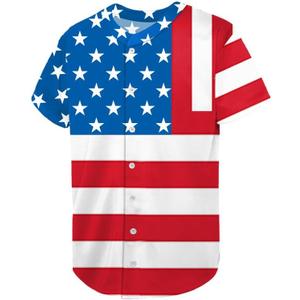 Arvilhill Men's American Flag Jersey 4th of July Short Sleeve Patriotism Shirt (Large)