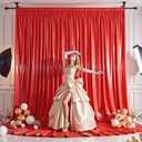 Red Satin Backdrop Curtains 2 Panels - Glitter Photo Drapes for Baby Shower, 10x10FT Shimmer Back Drop Cloth, Wrinkle Free for Birthday Party Prom Holiday Stage Background, 5ftx10ft