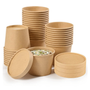 37 Oz 25 Pcs Disposable Paper Bowls with Lids, 1100 ML Disposable Salad Bowls with Lids, Round Shape Kraft Food Containers for Salad, Ice Cream, Yogurt