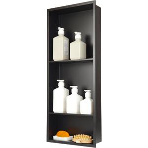 2 x Stainless Steel Niche for Shower WallShower Niche Insert Tile Ready Organizer Storage for Room3-Tier Shelves Matte Black (Black30 * 12 in)