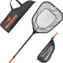 KastKing Brutus Fishing Net, Foldable Extendable Fish Landing Net, Lightweight & Portable Fishing Net with Soft EVA Foam Handle, Holds up to 44lbs/20KG, Fish-Friendly Mesh for a Safe Release (C: PVC net - Hoop Size: 19''- 20''- 18'' (extendable))