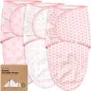 3-Pack Organic Baby Swaddle Sleep Sacks - Swaddles for Newborns, Infant 3-6 Months, Baby Girls, Boys, Soft & Snug Newborn Sleep Sack, Nursery Swaddling Blankets (Blossom, Large)