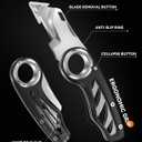Folding Utility Knife Pocket Knife, Heavy-Duty Box Cutter with Anti Slip Finger Loop, Quick Change Blade Razor Knife, Box Cutters for Home, Office, Warehouse, Durable Razor Knife, Box Knife (Black)