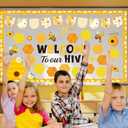 TAKEALOOKO 75 Pcs Bee Bulletin Board Decorations - Welcome to Our Hive Themed Paper Cutouts DIY Name Tags, Beehive Sunflower Cutout for Classroom Bulletin Board, Summer Back to School Wall Decor (Yellow)