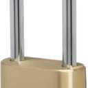 Master Lock Brass Combination Lock, Gate Lock for Outdoor Fence or Shed, Customizable Combination Padlock with Extended 2-1/4-Inch-Long Shackle, 175DLH