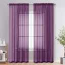 OVZME Plum Sheer Curtains 84 Inches Long 2 Panels - Soft Light Filtering Window Sheer Panels for Living Room/Bedroom, Top Dual Rod Pocket, 1 Pair, Each 42Wx84L Inches