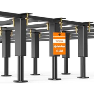 Adjustable Height Bed Support Legs, Heavy Duty Metal Bed Frame Support Legs, 7.3-12 inch Furniture Risers Replacement with Non-Slip Base for King Queen Slats/Furniture/Table/Couch/Sofa/Dresser