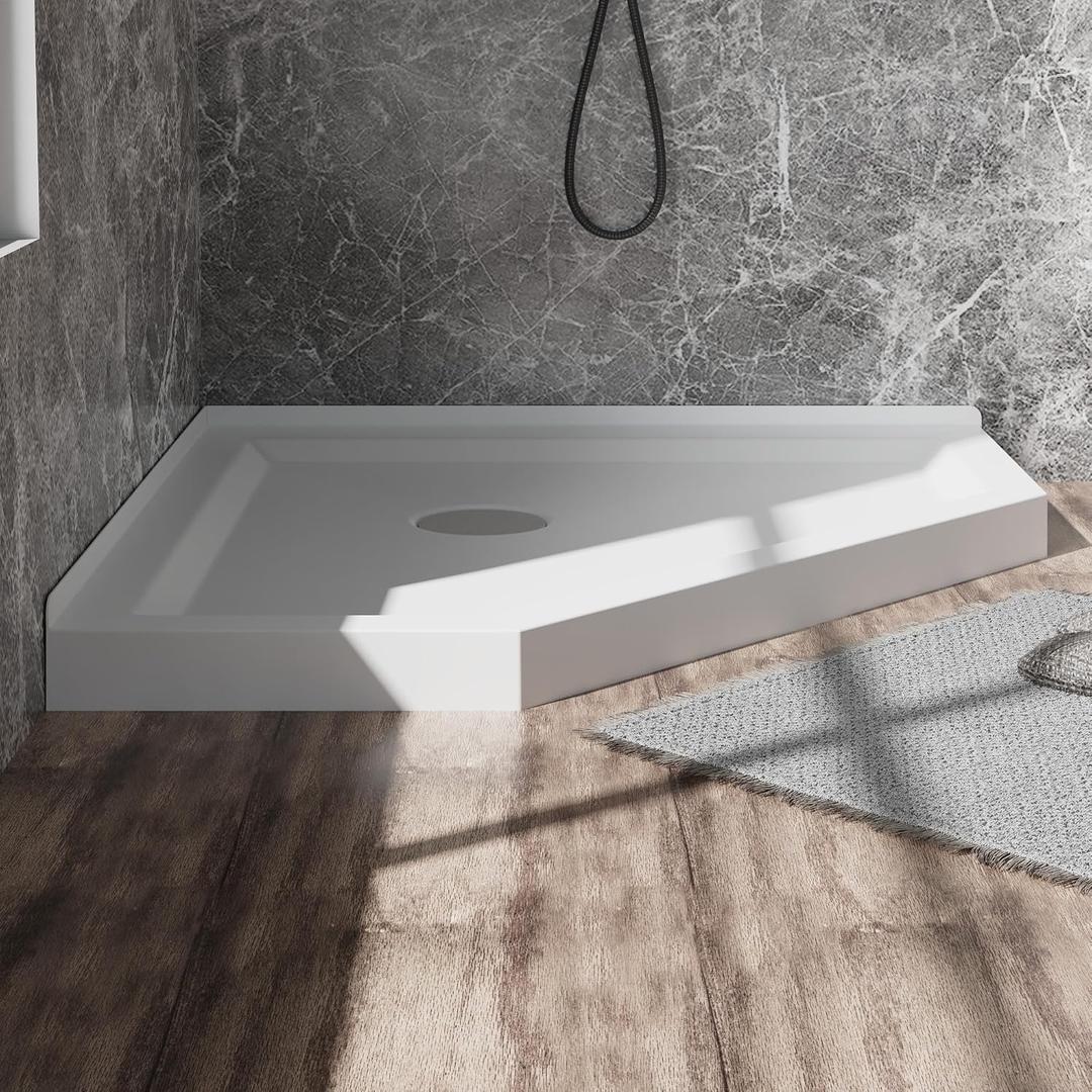 Shower pan,Goodyo 36 in. D x 36 in. W x 3.5 in. H Corner Drain Neo-Angle Shower Base in White