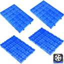 QWORK Plastic Pallet, Heavy-Duty HDPE Plastic Pallet - 4 Pack 23.6 x 15.7x2 Inches HDPE Breathable Grids Article Racks, Nestable Floor Pallets, Storage Grid Pad for Garages and Basements