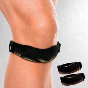 Patellar Tendon Support Strap, 2 Pack Dual-Point Silicone Patella Strap for Running and Basketball, Low-Profile Knee Band for Jumping, Gym Training, and Active Workouts, White Box (Black)