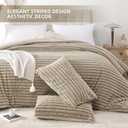 Smoofy Fluffy King Size Comforter Set 3 Pieces - Linen Fleece Fluffy Comforter Set, Luxury Fuzzy King Bedding Set, Soft King Bed Set All Season, Heavy Faux Fur Comforter with 2 Pillow Cases