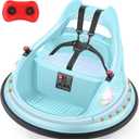 ELEMARA Ride on Bumper Car for Kids & Toddlers,1.9MPH Max,12V Ride on Toys W/Remote,2Playing Modes,2-Speed,360Spin,Bumping Toy Gifts with W/Bluetooth,5 Flashing Lights,DIY Stickers,Light Blue