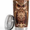 SANDJEST Owl Tumbler 20oz Stainless Steel Insulated Tumblers Coffee Travel Mug Cup Wood Drawing Style Owls Gifts for Women Men Gift for Birthday Christmas